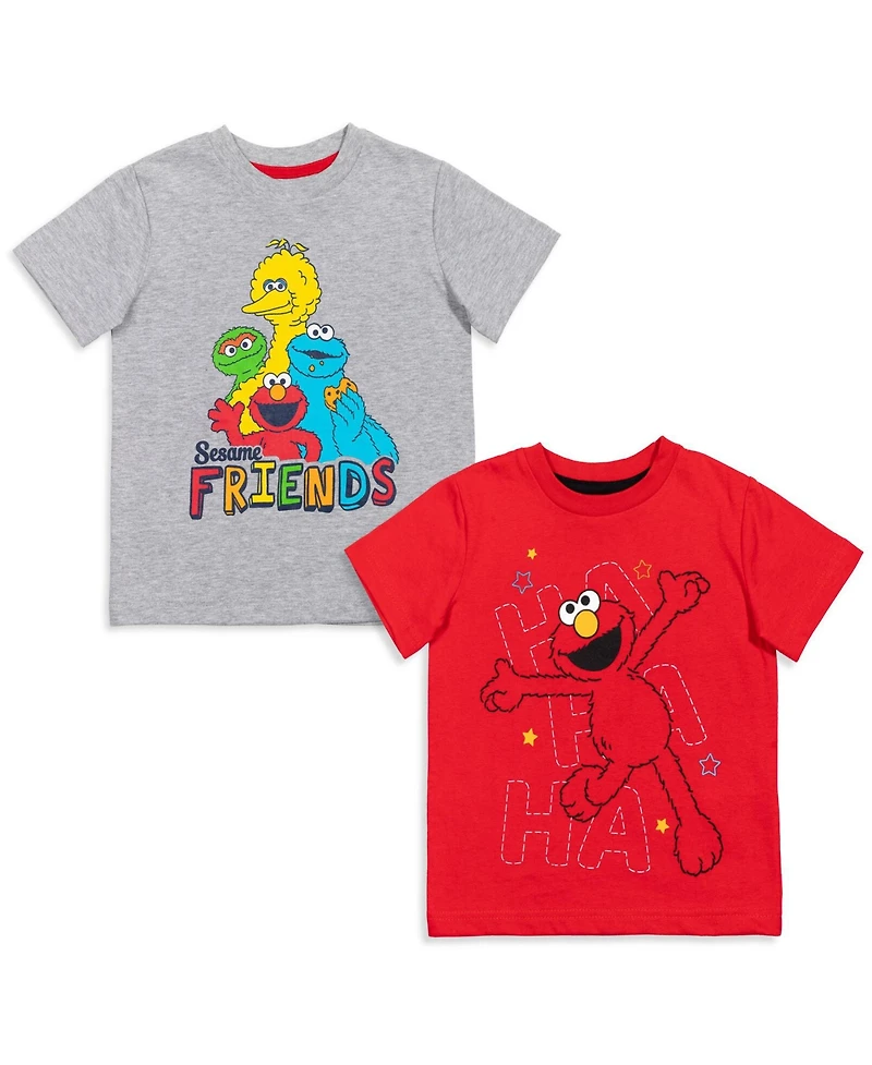 Sesame Street Toddler Boys Elmo's Book of Friends 2 Pack T-Shirts and Board Set