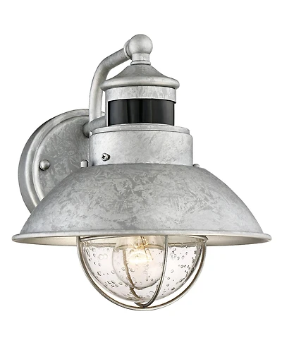 John Timberland Oberlin Rustic Industrial Farmhouse Outdoor Barn Light Fixture Galvanized Dusk to Dawn Motion Sensor 9" Clear Seedy Glass for Ext