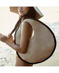 Halo Solo Jute Straw Bag In Black And Natural