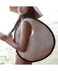 Halo Solo Jute Straw Bag In Black And Natural