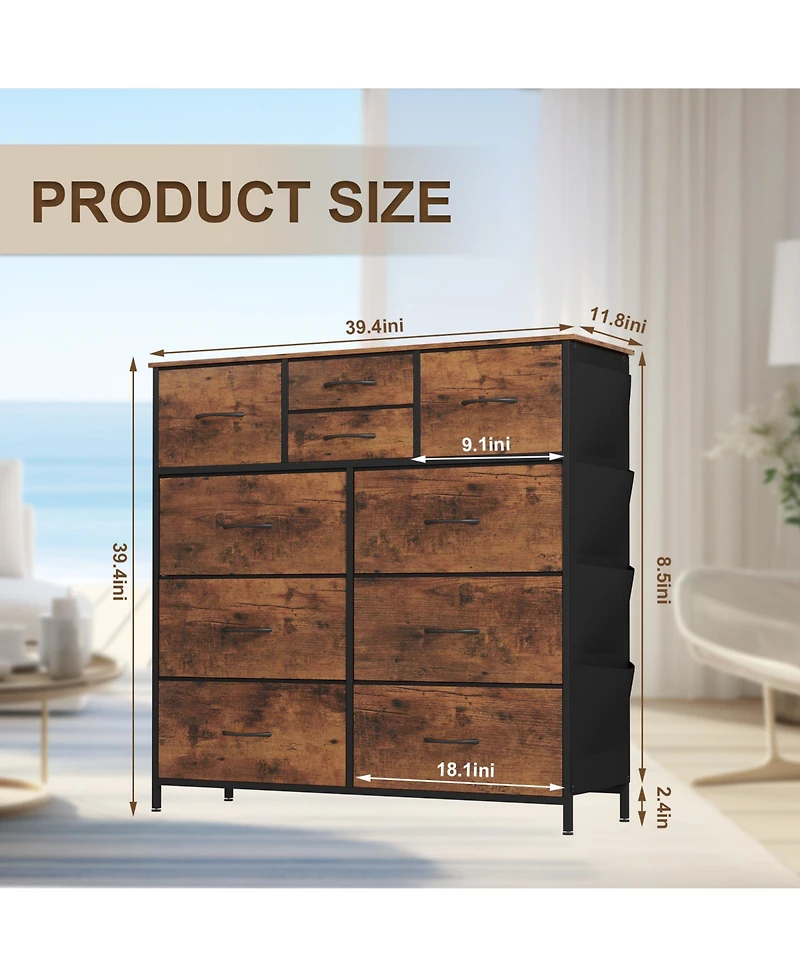 Skonyon 10 Drawers Dresser for Bedroom, Fabric Storage Organizer Unit for Living Room, Closet Srorage
