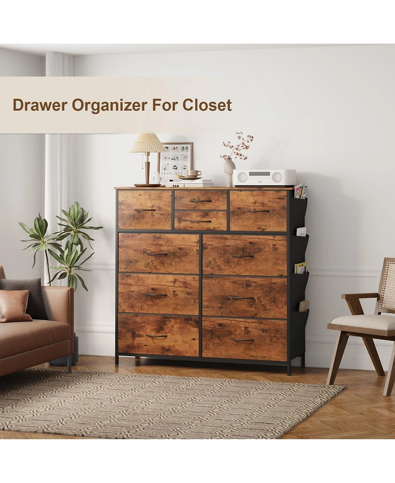 Skonyon 10 Drawers Dresser for Bedroom, Fabric Storage Organizer Unit for Living Room, Closet Srorage