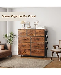 Skonyon 10 Drawers Dresser for Bedroom, Fabric Storage Organizer Unit for Living Room, Closet Srorage