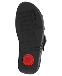 FitFlop Women's Lulu Crystal Buckle Leather Cross Slides Flats
