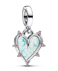 Pandora Sterling Silver Friendship Opalescent Double Dangle Charm