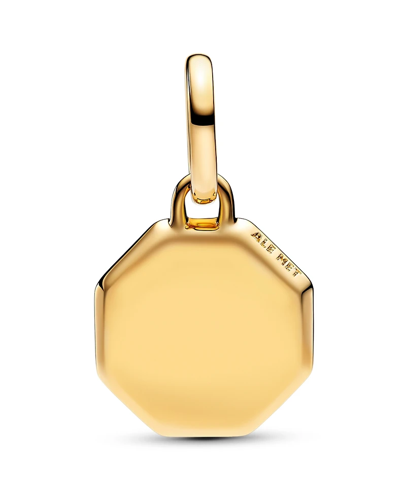 Pandora 14K Gold-Plated Blue Engravable Mini Medallion Charm
