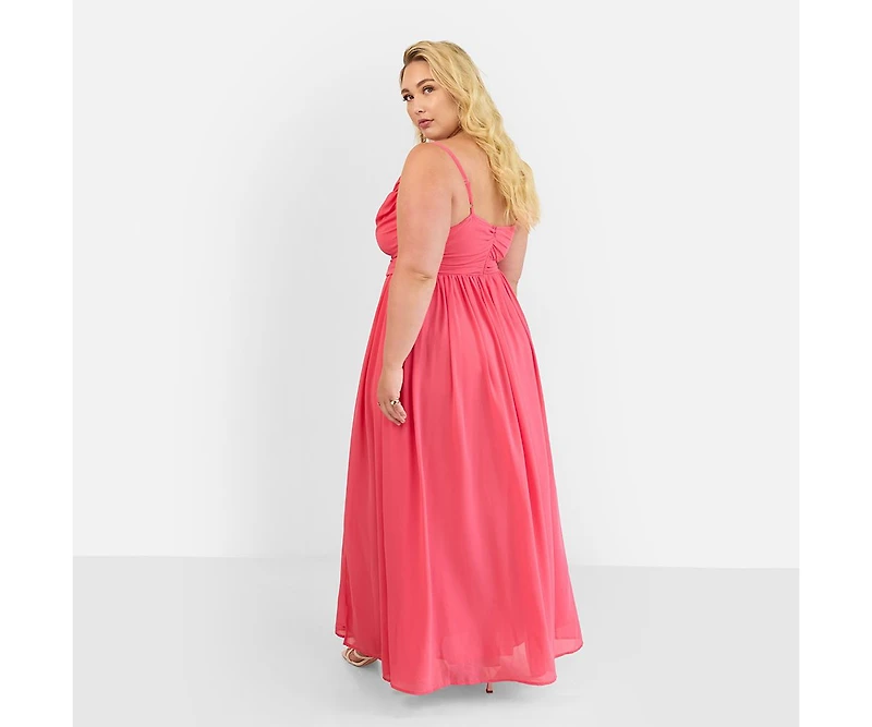 Rebdolls Plus Vittoria Chiffon Drape Maxi A Line Dress