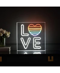 Jonathan Y Love Square Contemporary Glam Acrylic Box Usb Operated Led Neon Light
