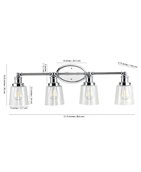 Jonathan Y Beverly 31.75" 4-Light Iron/Seeded Glass Classic Cottage Led Vanity Light, Chrome