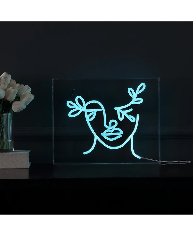Jonathan Y Teary Face Contemporary Glam Acrylic Box Usb Operated Led Neon Light