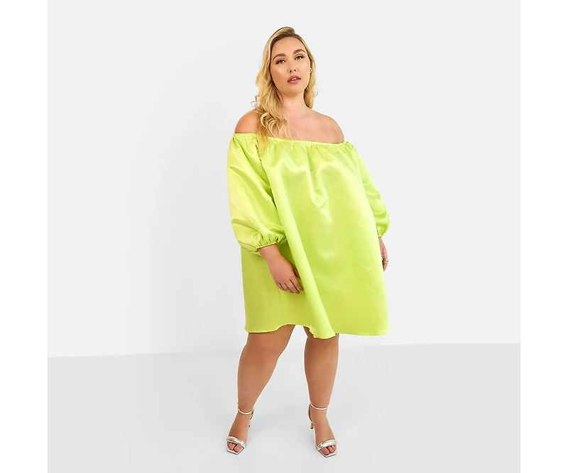 Rebdolls Women's Plus Giulia Off Shoulder Mini Shift Dress