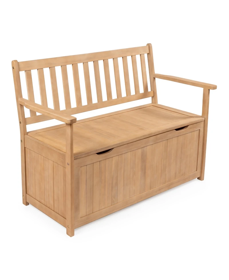 Jonathan Y Sophie 48" Traditional Farmhouse Lift-Top Acacia Wood Storage & Entry Bench, Light Teak Matte Finish