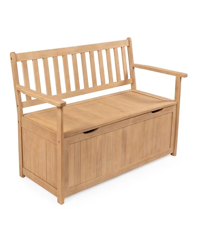 Jonathan Y Sophie 48" Traditional Farmhouse Lift-Top Acacia Wood Storage & Entry Bench, Light Teak Matte Finish