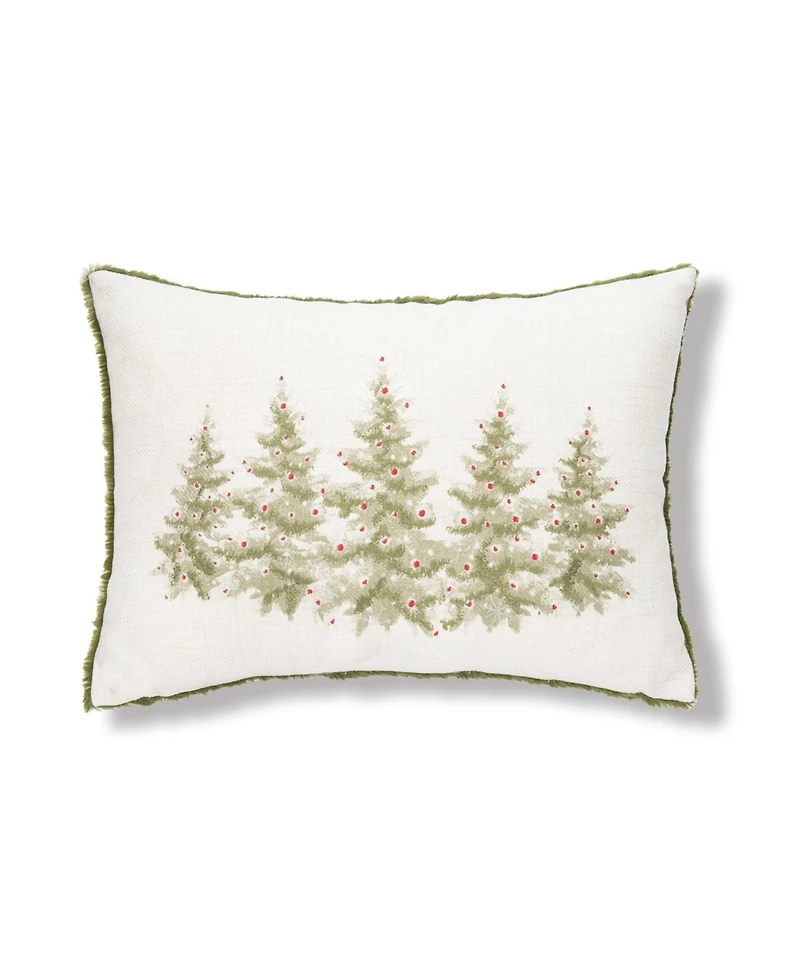 13" x 20" Winter Trees Embellished Christmas Throw Pillow