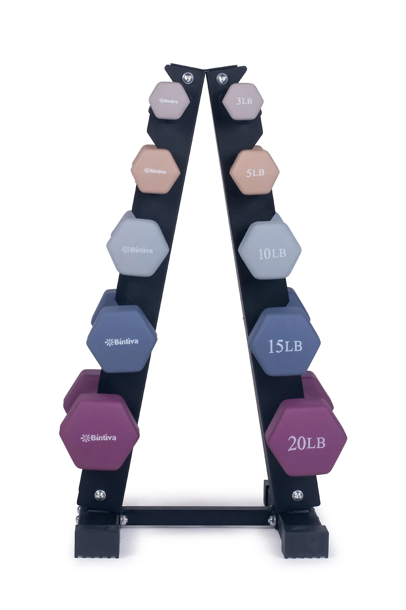 Bintiva Earthtone Dumbbell Kit With Stand
