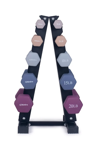 Bintiva Earthtone Dumbbell Kit With Stand