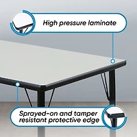 Bintiva Activity Table 24" x 48" Gray Edge - Gray Legs Adjusts 21" - 30" - Black edge