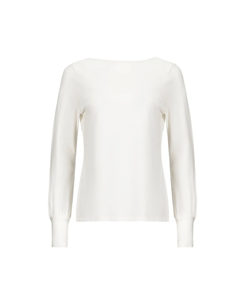 Hope & Henry Women's Organic Bellow Sleeve Knit Top with Button Cuffs