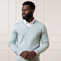 Hope & Henry Men's Fine Gauge V-Neck Pullover Sweater