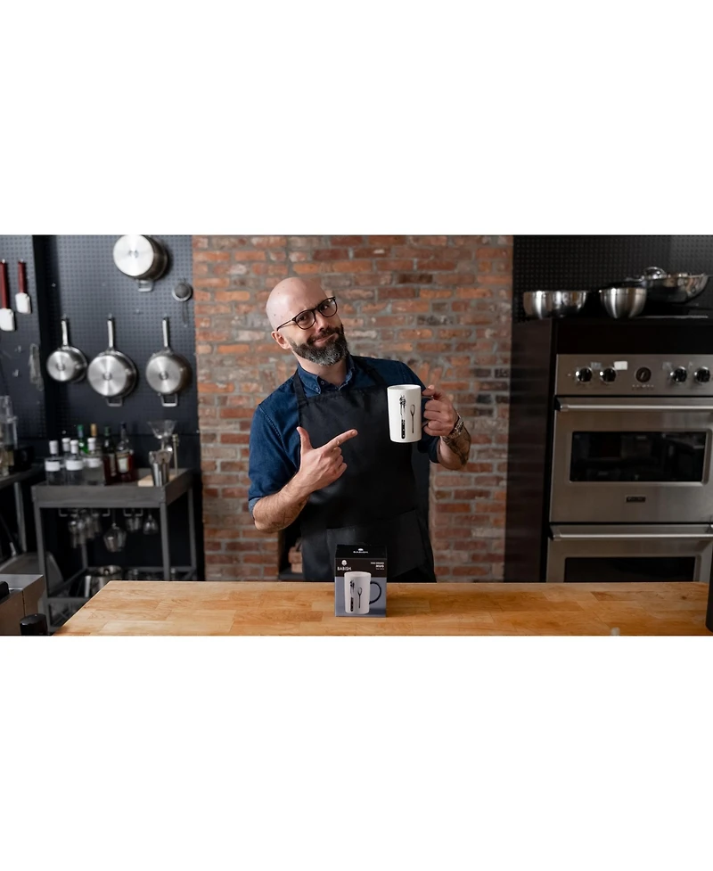 Babish Carving Fork and Whisk Latte Tattoo Mug, 15oz