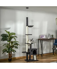Streamdale Furniture PawHut Adjustable Height Cat Tree with Multiple Activities and Scratching Posts