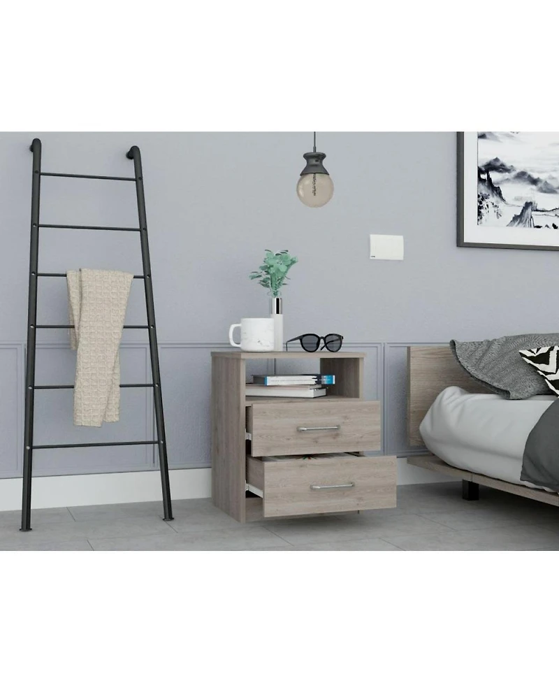 Streamdale Napoles Nightstand, Superior Top, Two Drawers, One Shelf - Light