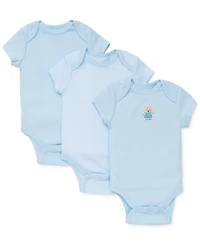 Little Me Baby Boys Cute Bear Cotton Bodysuits, Pack of 3