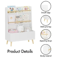 Streamdale Sturdy Kids Bookshelf w/ Storage Bin & Wall Anchor White 2-Tier
