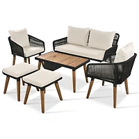 Streamdale Coastal Farmhouse Rope Woven Patio Set