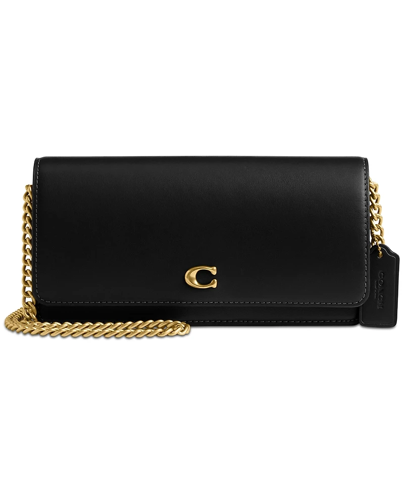 Coach Refined Leather Evie Long Wallet with Chain