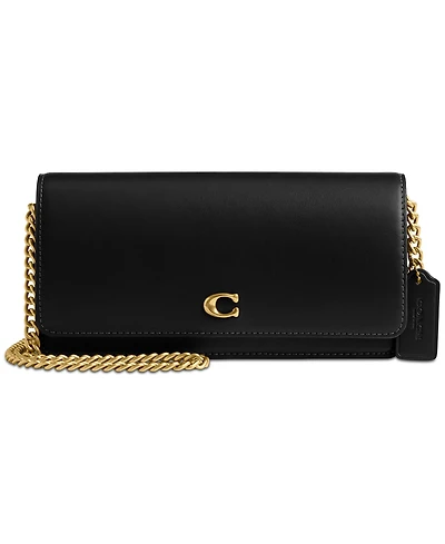 Coach Refined Leather Evie Long Wallet with Chain