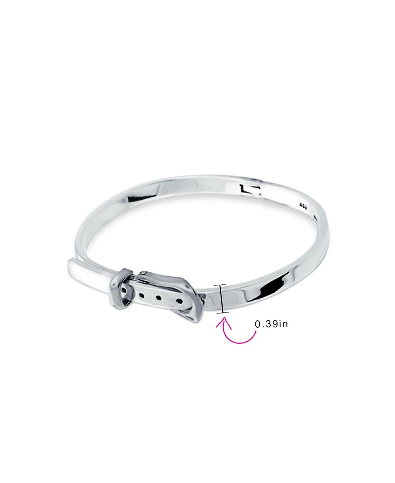 Bling Jewelry Stacking Functional Belt Buckle Bangle Bracelet Yellow Gold Platerd Sterling Silver Adjustable 7-8 Inch