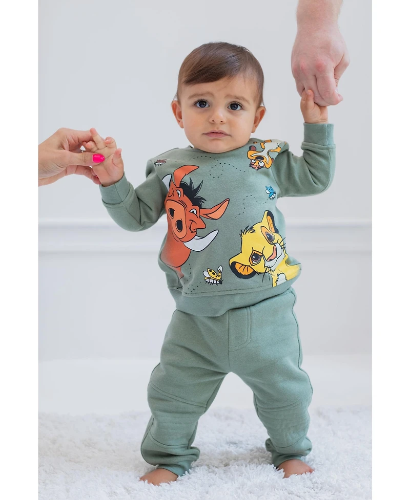 Disney Toddler Boys Lion King Mickey Mouse Winnie the Pooh Toy Story Fleece Sweatshirt and Pants Outfit Set Newborn to