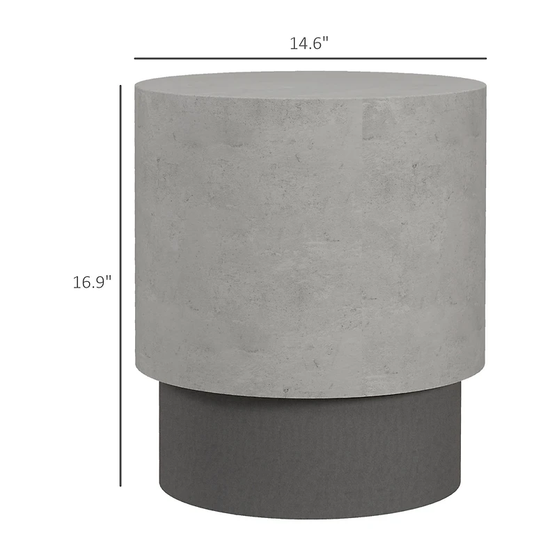 Homcom Concrete Finish Accent Table, Round Side Table,