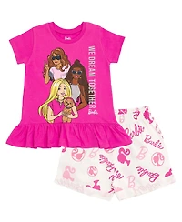 Barbie Girls Peplum T-Shirt and Shorts Outfit Set
