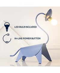 Jonathan Y Bradley 16" Modern Industrial Iron Brachiosaurus Led Kids' Lamp, Blue