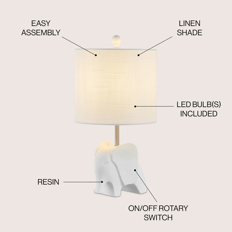 Jonathan Y Koda 17.5" Eclectic Southwestern Resin/Iron Elephant Led Kids' Table Lamp, Yellow