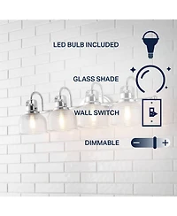 Jonathan Y Virginia 30" 4-Light Metal/Glass Led Vanity Light, Chrome