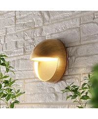 Jonathan Y Orbe 6.25" Outdoor Metal/Glass Integrated Led Wall Sconce, Antique Gold