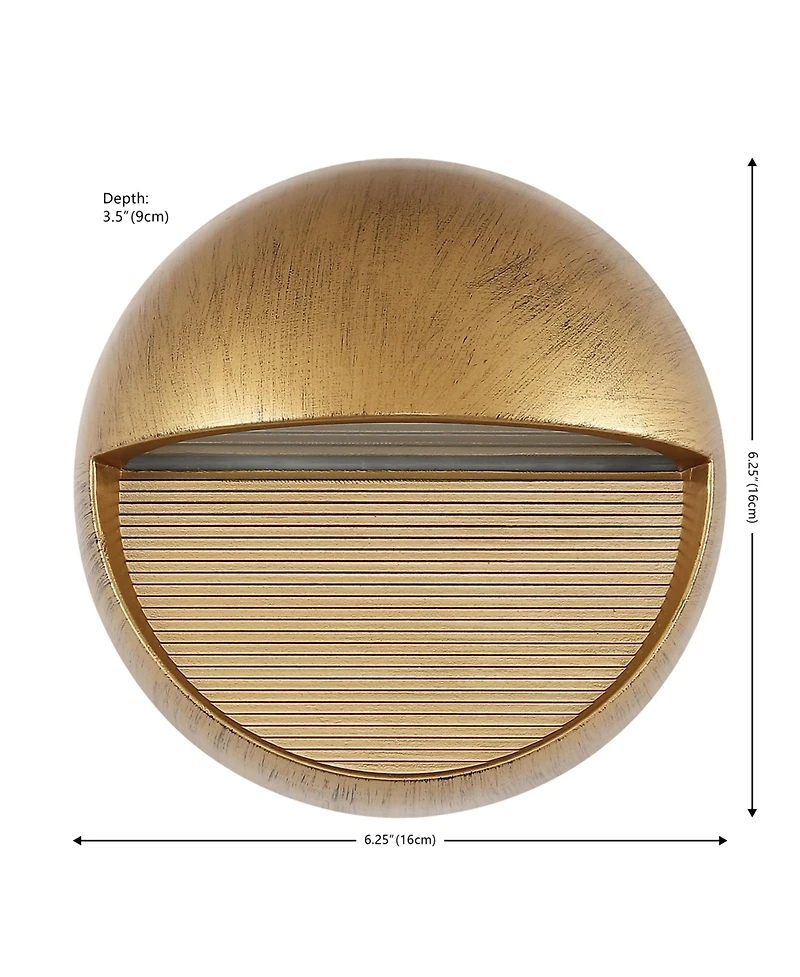 Jonathan Y Orbe 6.25" Outdoor Metal/Glass Integrated Led Wall Sconce, Antique Gold