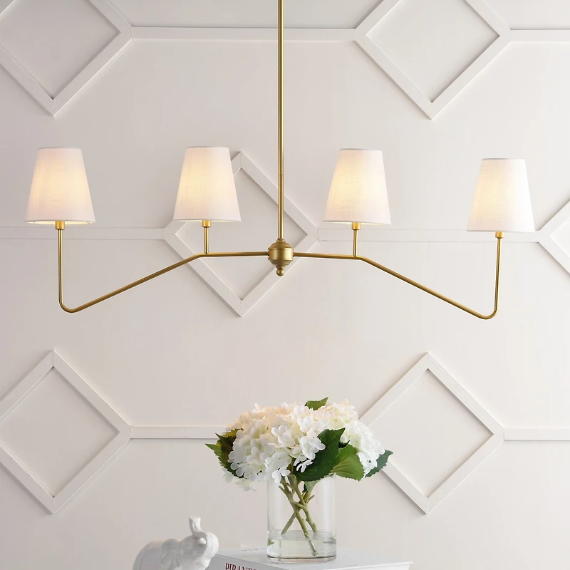 Jonathan Y Signe 47.5" 4-Light Classic Minimalist Iron Linear Led Pendant, Gold Painting