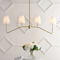 Jonathan Y Signe 47.5" 4-Light Classic Minimalist Iron Linear Led Pendant, Gold Painting