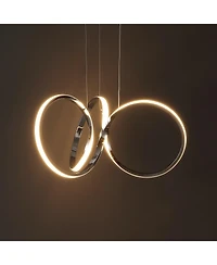 Jonathan Y Helix 24" 1-Light Contemporary Minimalist Aluminum Ribbon Integrated Led Pendant, Chrome/Silver
