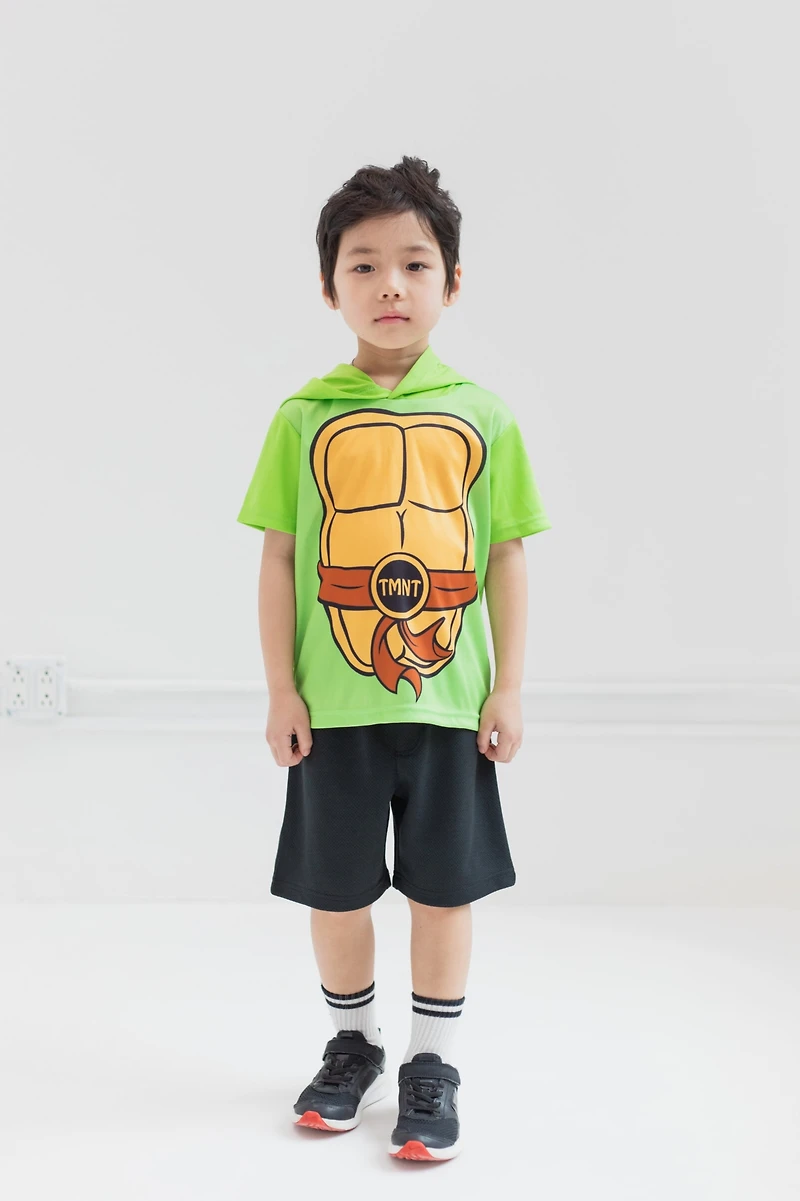 Teenage Mutant Ninja Turtles Toddler Boys Raphael Mesh Athletic Pullover T-Shirt Shorts Outfit Set
