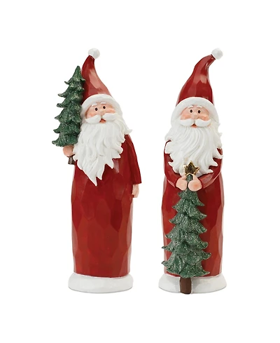 Slickblue Set of 2 Santa Figurines – Festive Holiday Decor for Home and Garden