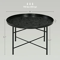 Homcom 24" Round Table with Hamme Tray Top & Metal Frame,