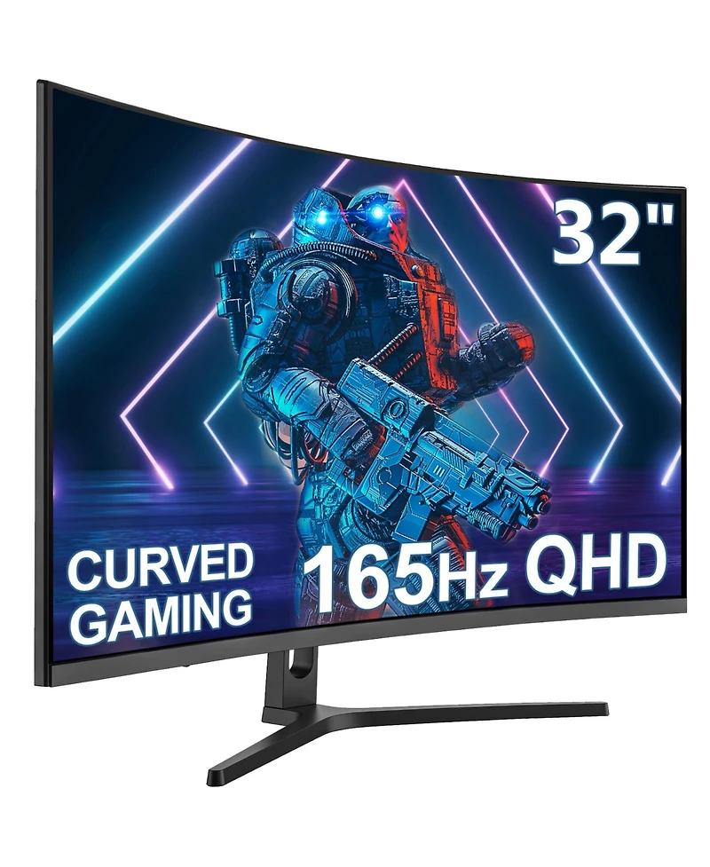 32 inch 2K 2560 x 1440 Qhd 165Hz 1ms Curved Gaming Monitor, Hdmi x 2, Dp x 2, FreeSync