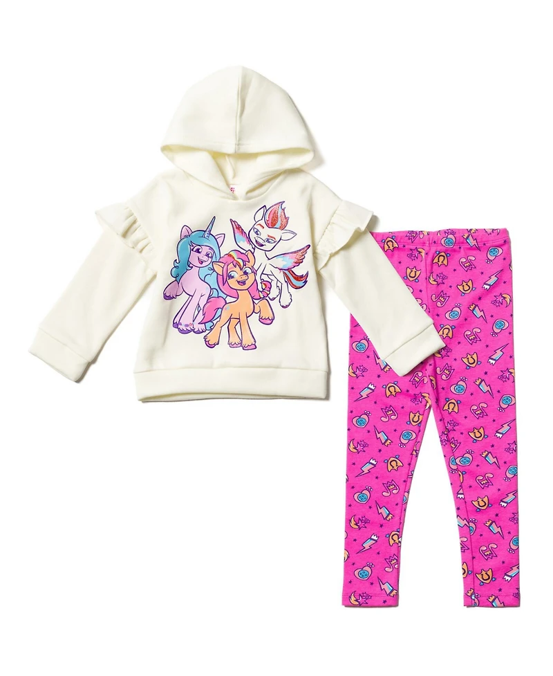 My Little Pony Girls Zipp Storm Sunny Starscout Izzy Moonbow Pullover Fleece Hoodie & Leggings Outfit Set to