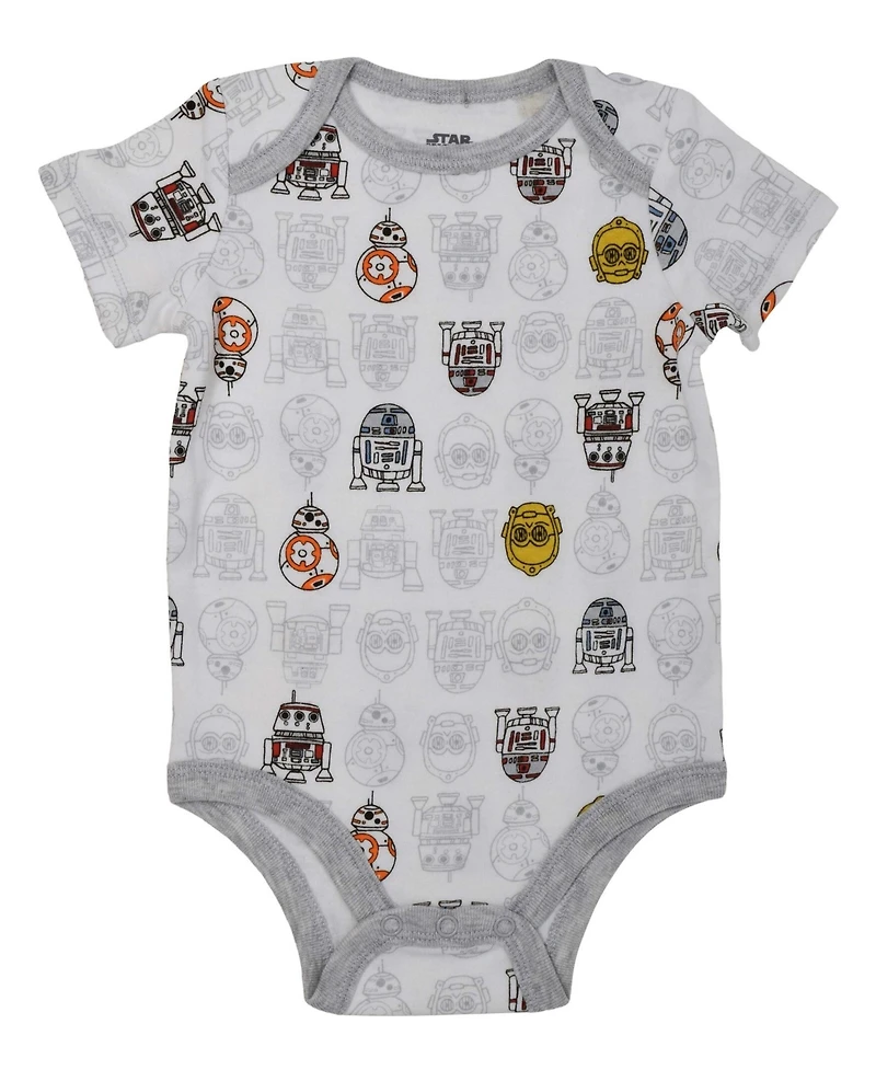Star Wars Baby Boys Chewbacca C-3PO R2-D2 Darth Vader Yoda 5 Pack Short Sleeve Bodysuits Newborn to