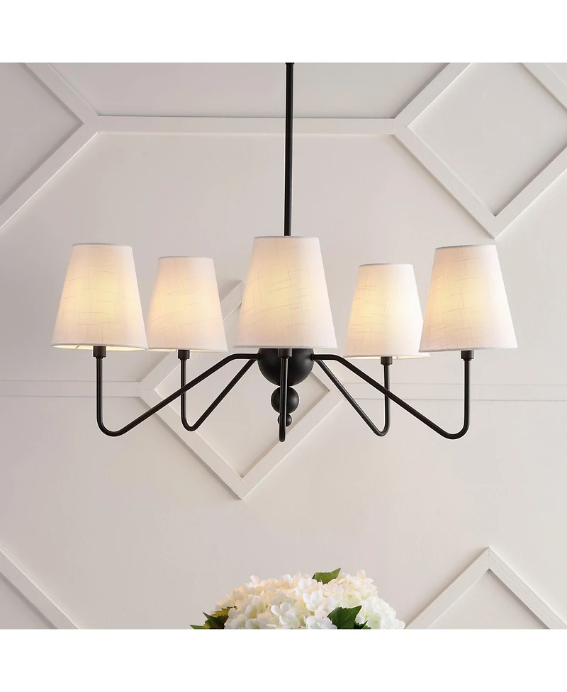 Jonathan Y Skylar 32" 5-Light Classic Minimalist Iron Inverted Gourd Led Chandelier, Black